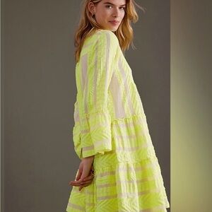 Devotion Twins x Anthropologie Ella Dress in Neon Yellow Striped Dress